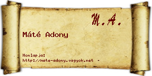 Máté Adony névjegykártya